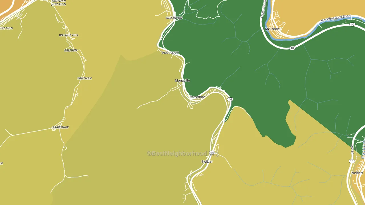 Monaville, WV block-group voter-turnout map
