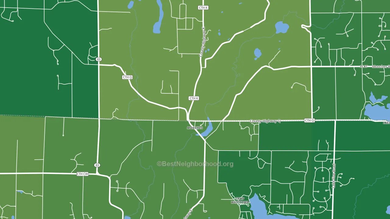 Monches, WI block-group voter-turnout map