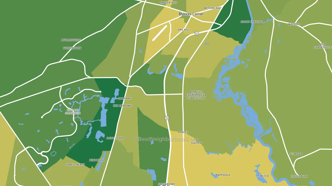 Moncks Corner, SC block-group voter-turnout map