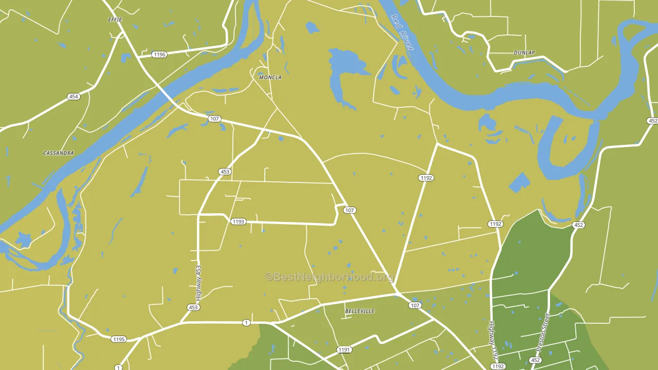 Moncla, LA block-group voter-turnout map