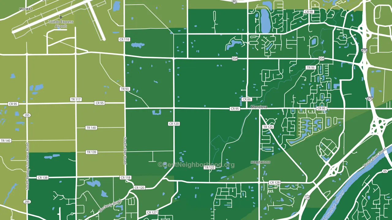 Monclova, OH block-group voter-turnout map