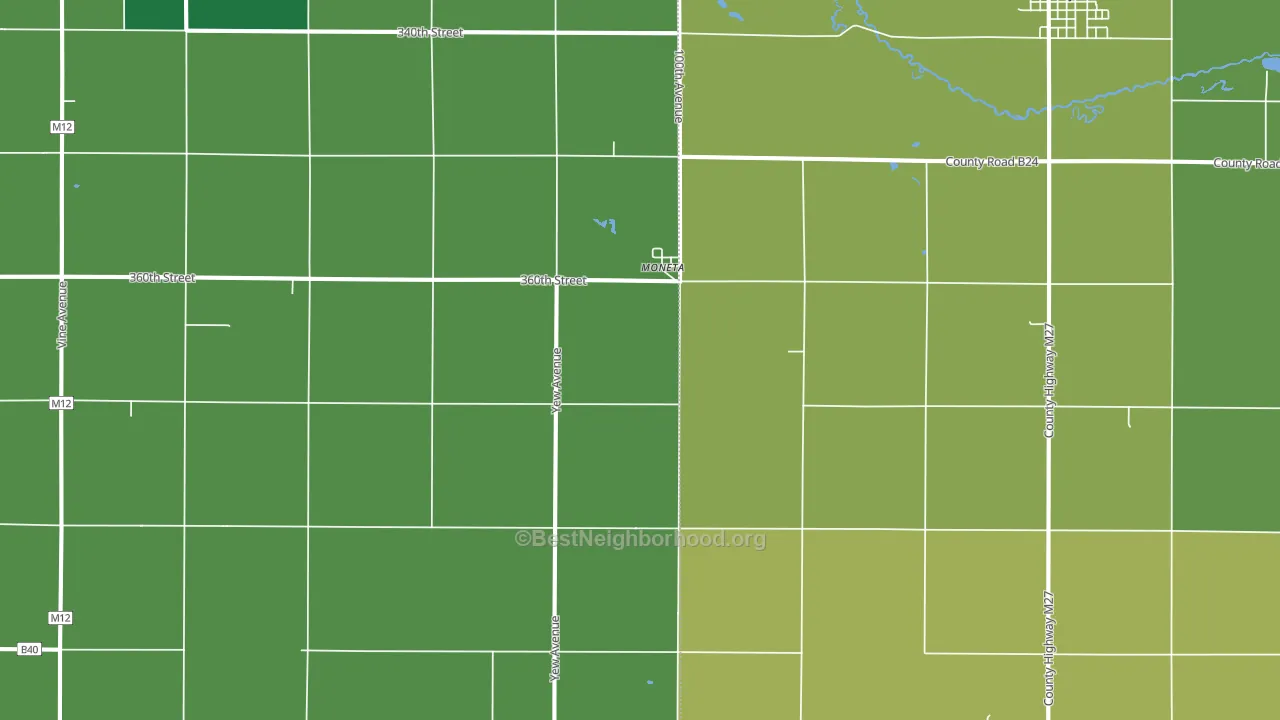 Moneta, IA block-group voter-turnout map
