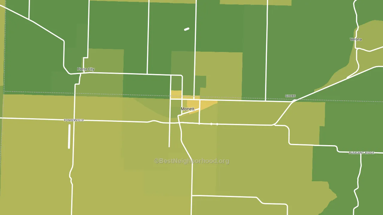 Monett, MO block-group voter-turnout map