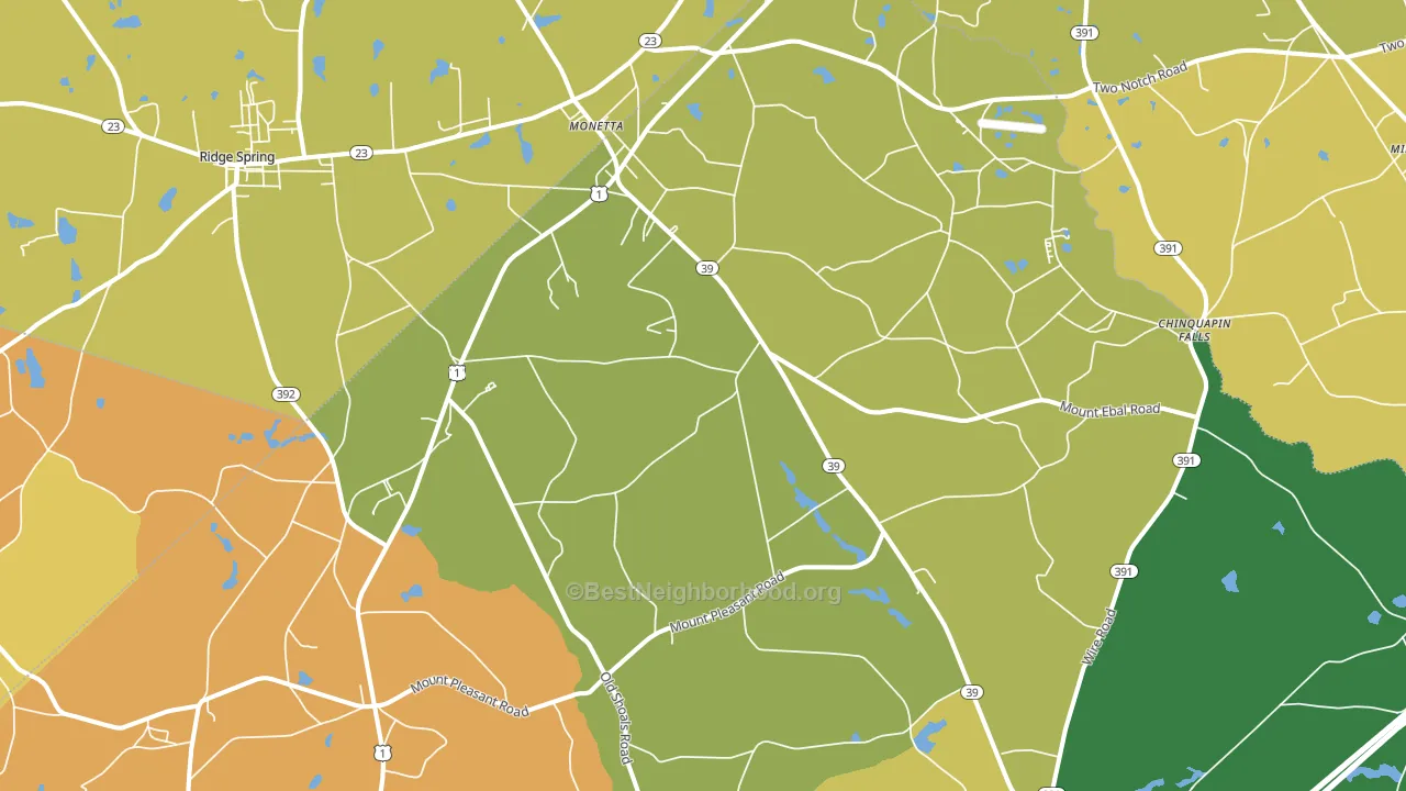 Monetta, SC block-group voter-turnout map