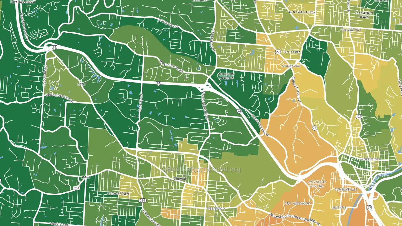 Monfort Heights South, Cincinnati, OH block-group voter-turnout map