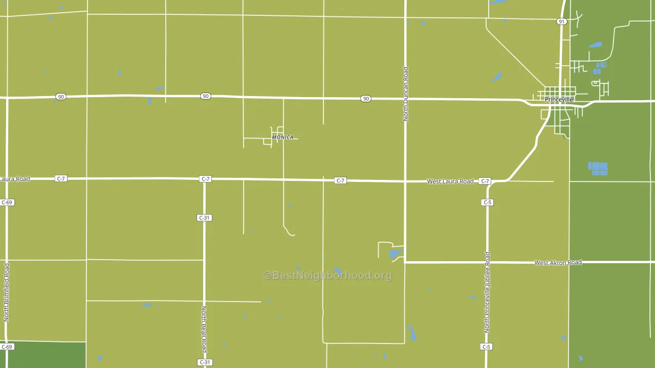 Monica, IL block-group voter-turnout map
