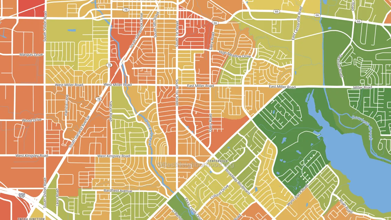 Monica Park, Garland, TX block-group voter-turnout map