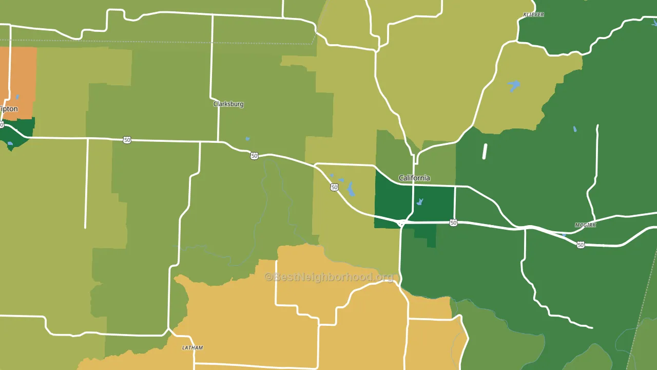 Moniteau County, MO block-group voter-turnout map