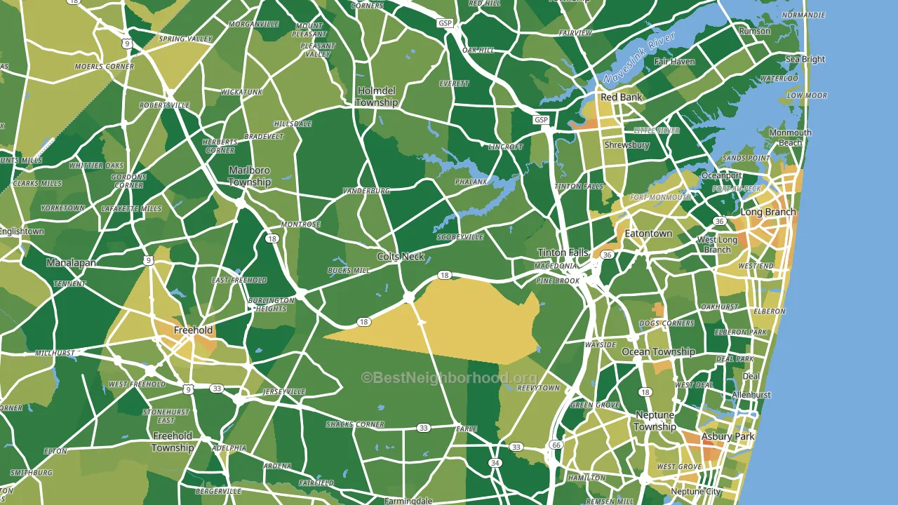 Monmouth County, NJ block-group voter-turnout map