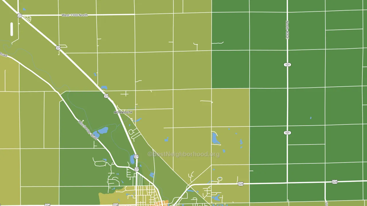 Monmouth, IN block-group voter-turnout map