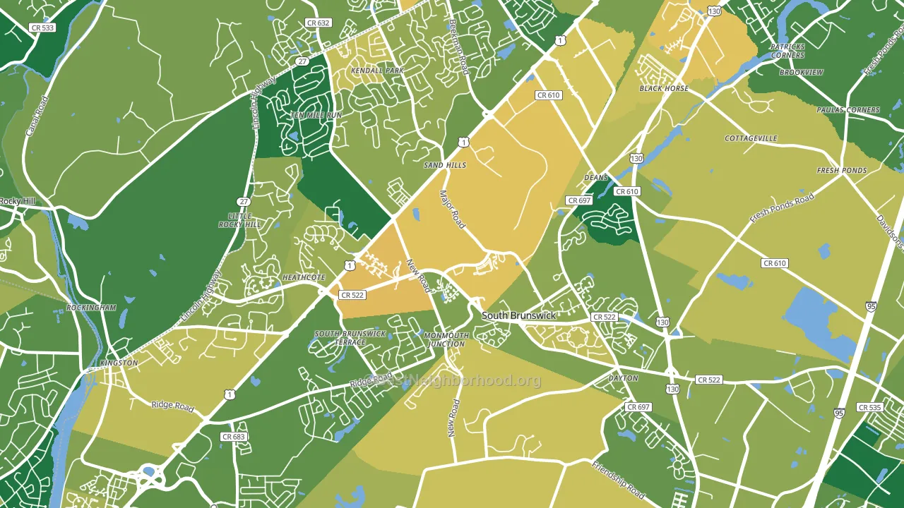 Monmouth Junction, NJ block-group voter-turnout map
