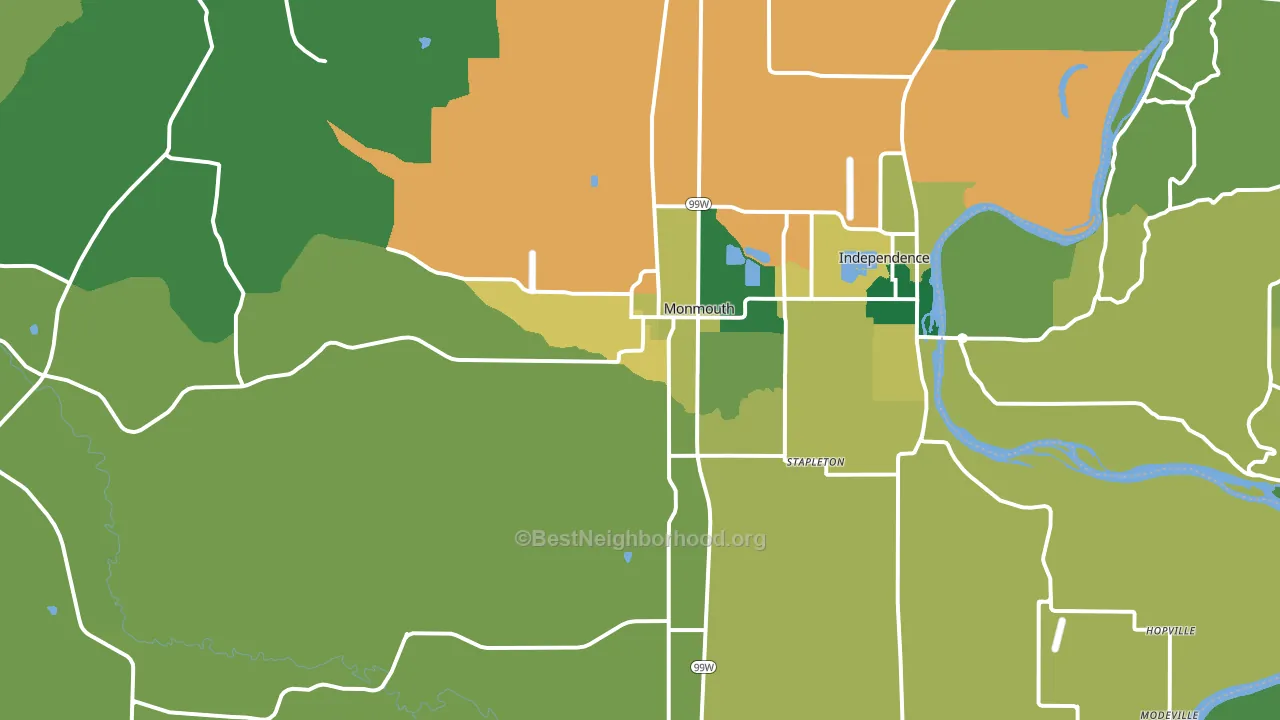 Monmouth, OR block-group voter-turnout map