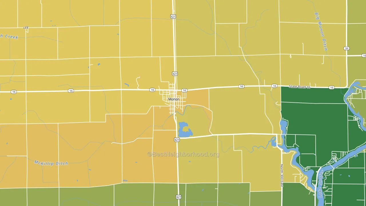 Monon, IN block-group voter-turnout map