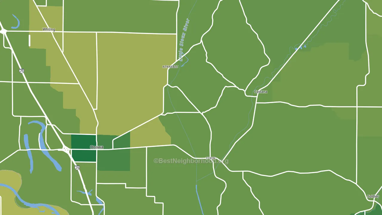 Monona County, IA block-group voter-turnout map