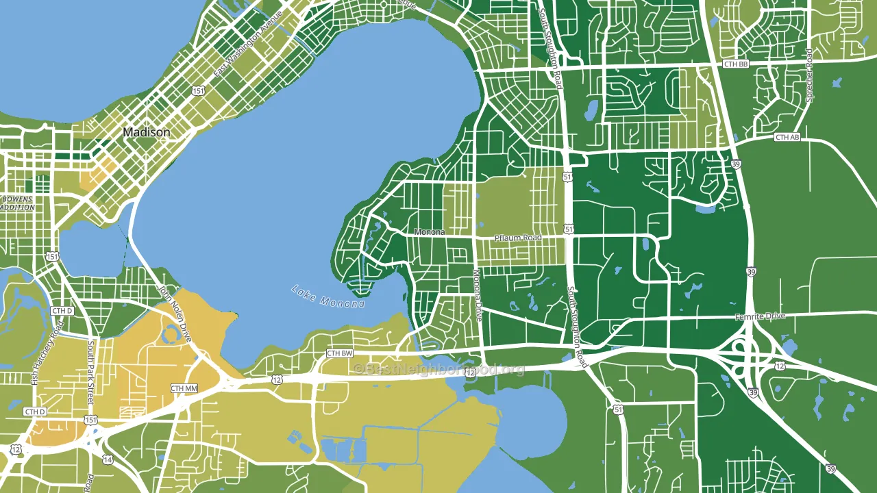 Monona, WI block-group voter-turnout map