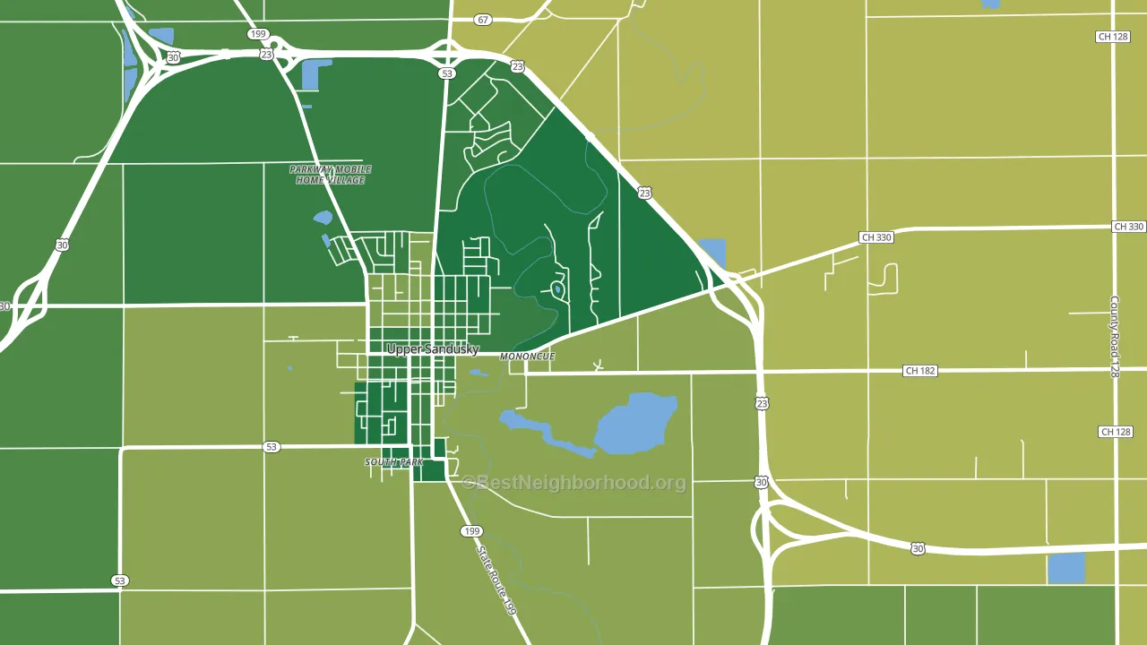 Mononcue, OH block-group voter-turnout map