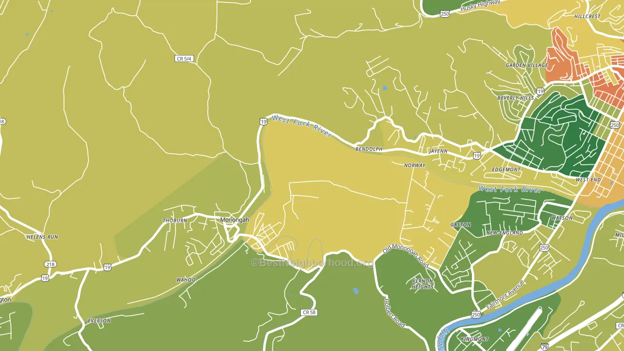 Monongah, WV block-group voter-turnout map