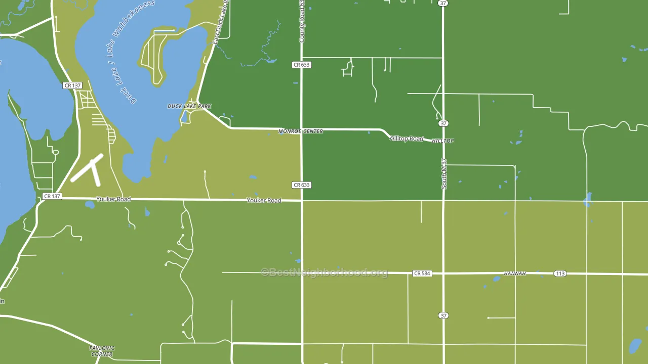 Monroe Center, MI block-group voter-turnout map