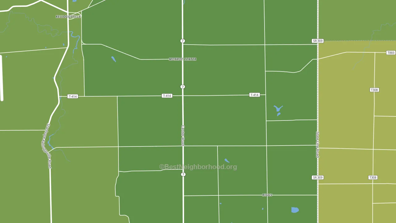 Monroe Center, OH block-group voter-turnout map