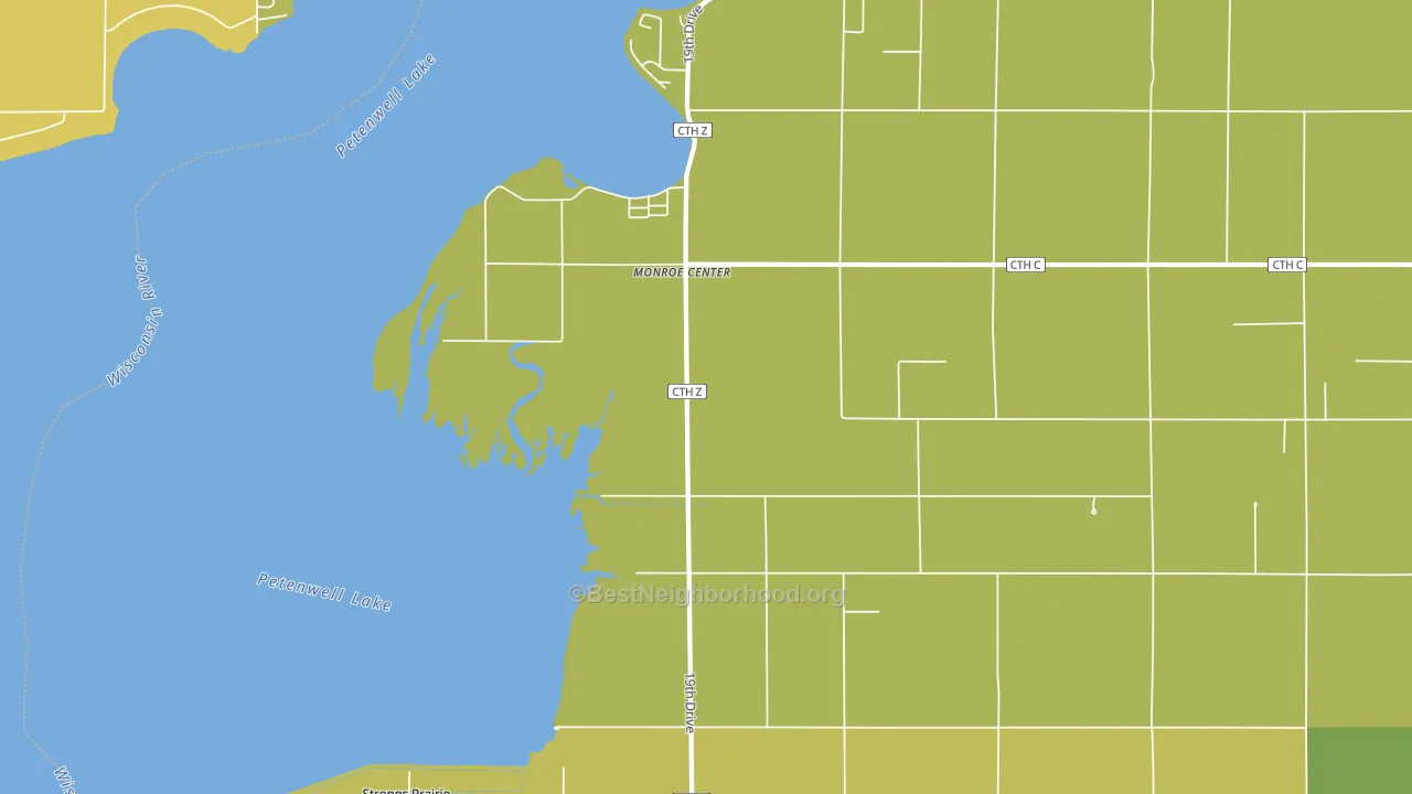 Monroe Center, WI block-group voter-turnout map