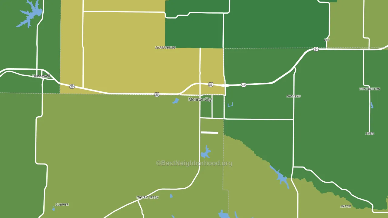 Monroe City, MO block-group voter-turnout map