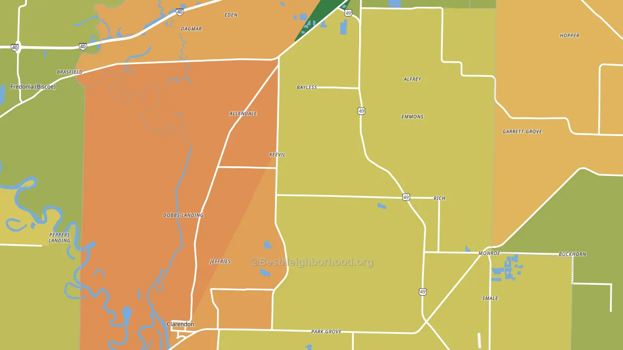 Monroe County, AR block-group voter-turnout map