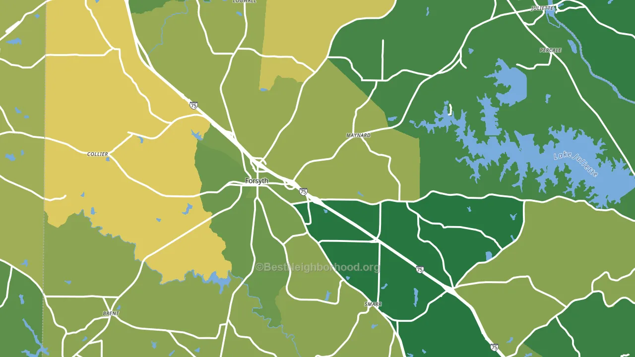 Monroe County, GA block-group voter-turnout map