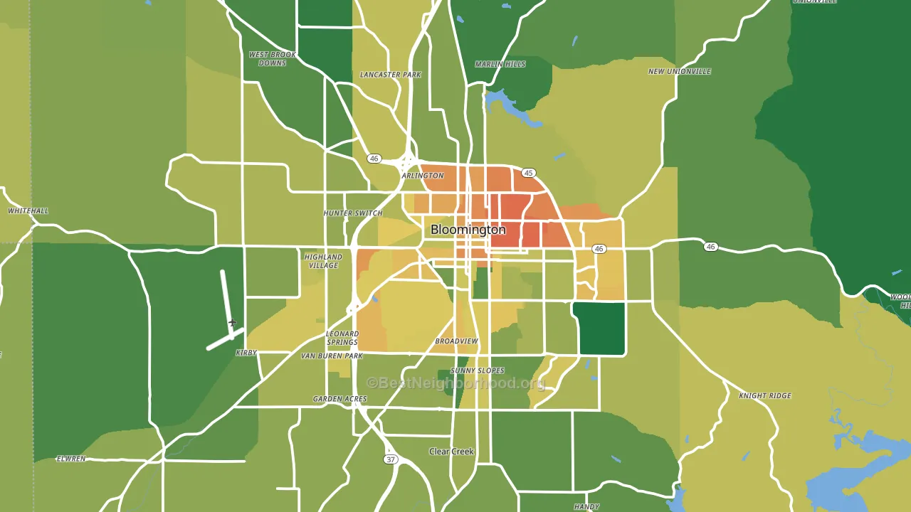 Monroe County, IN block-group voter-turnout map