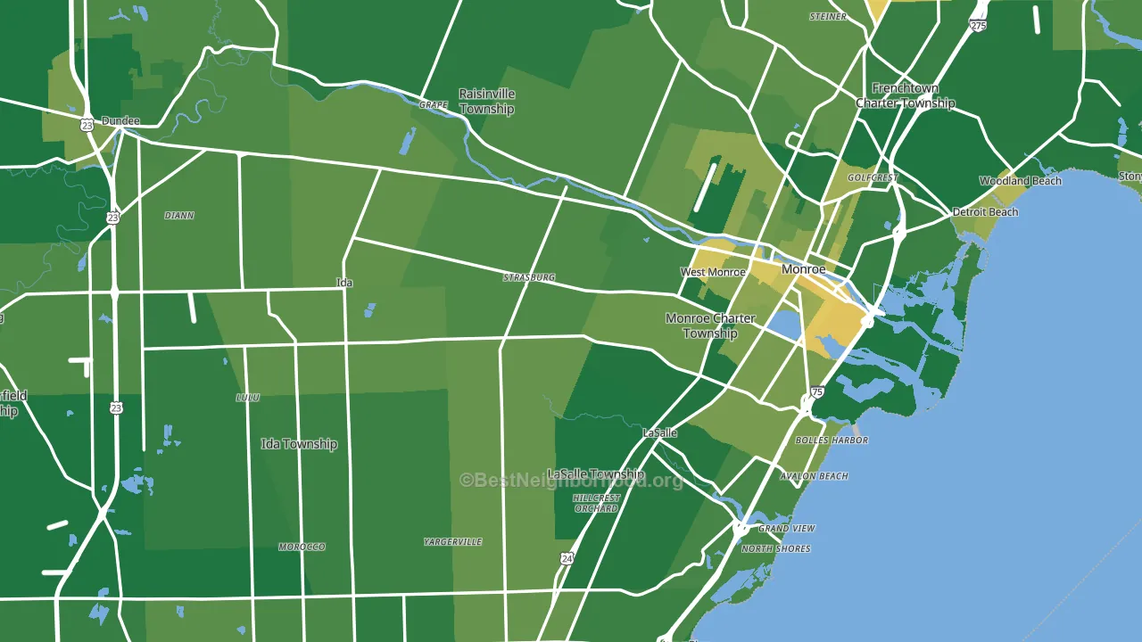 Monroe County, MI block-group voter-turnout map