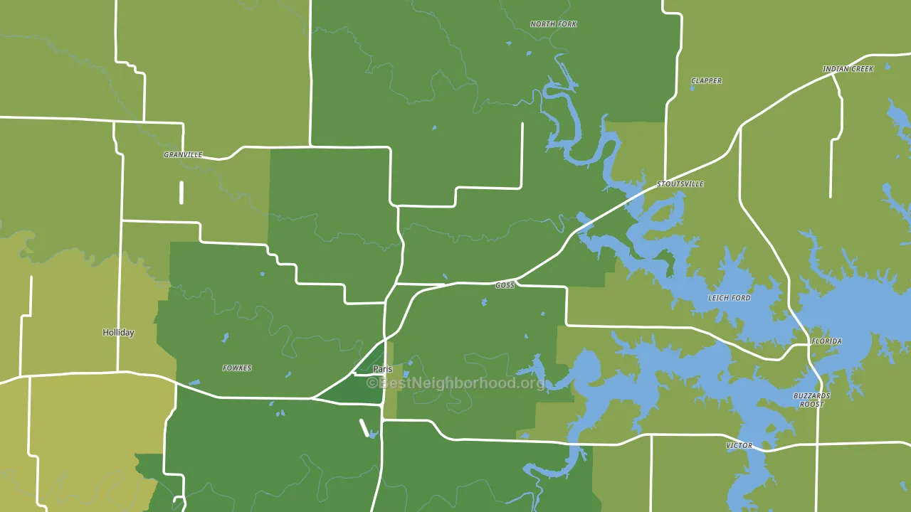 Monroe County, MO block-group voter-turnout map