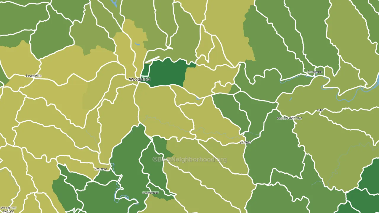 Monroe County, OH block-group voter-turnout map
