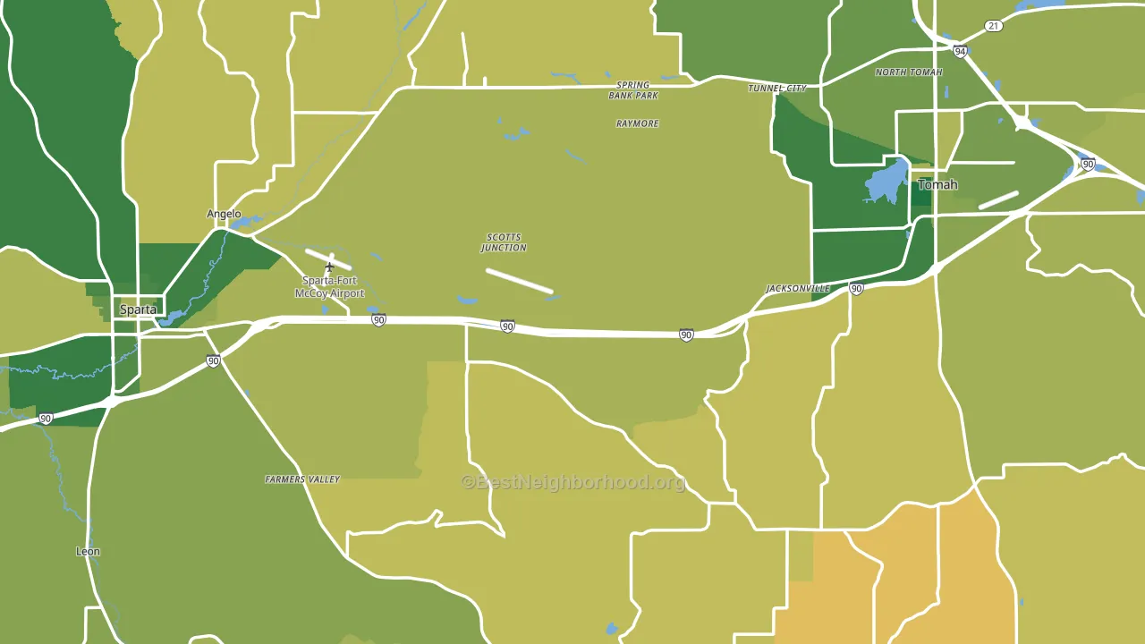 Monroe County, WI block-group voter-turnout map