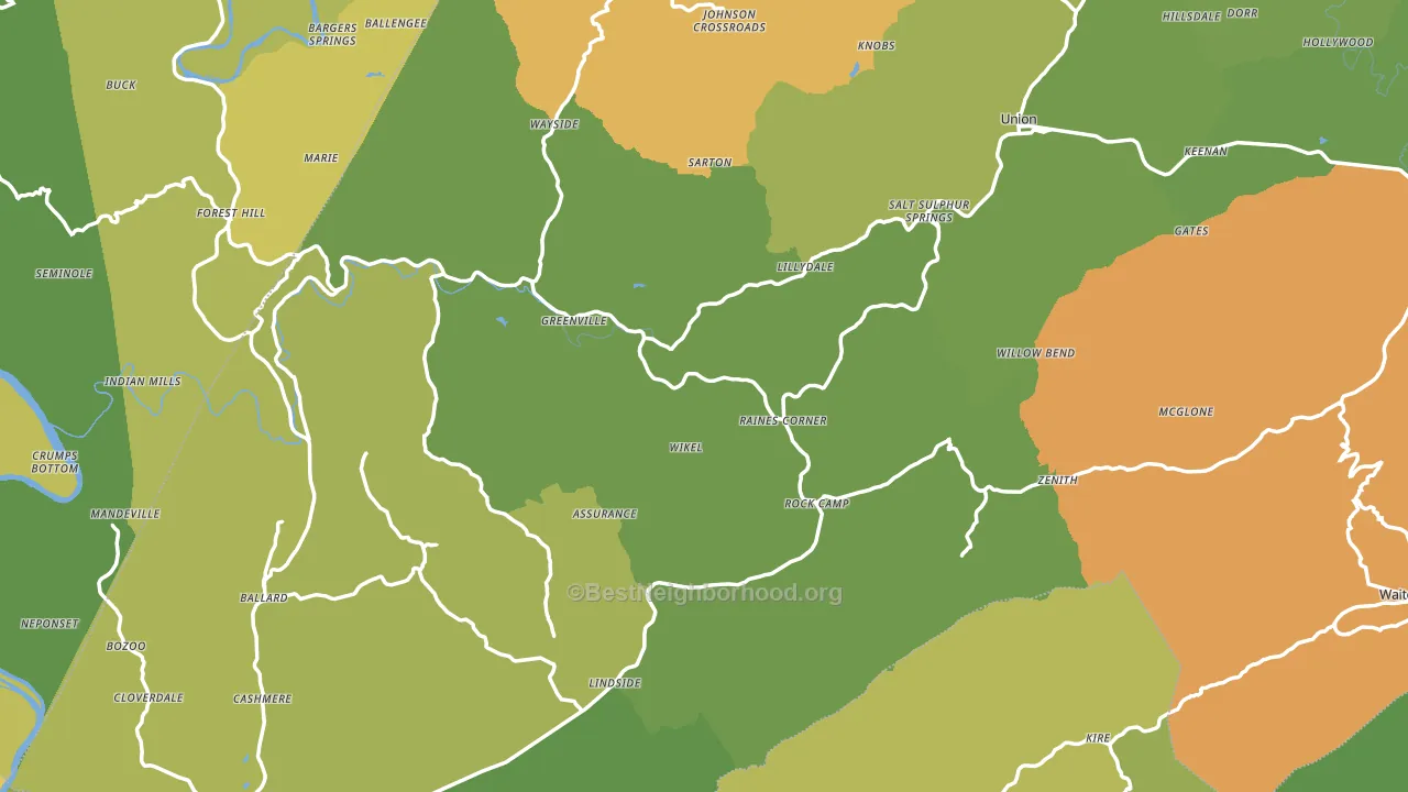 Monroe County, WV block-group voter-turnout map