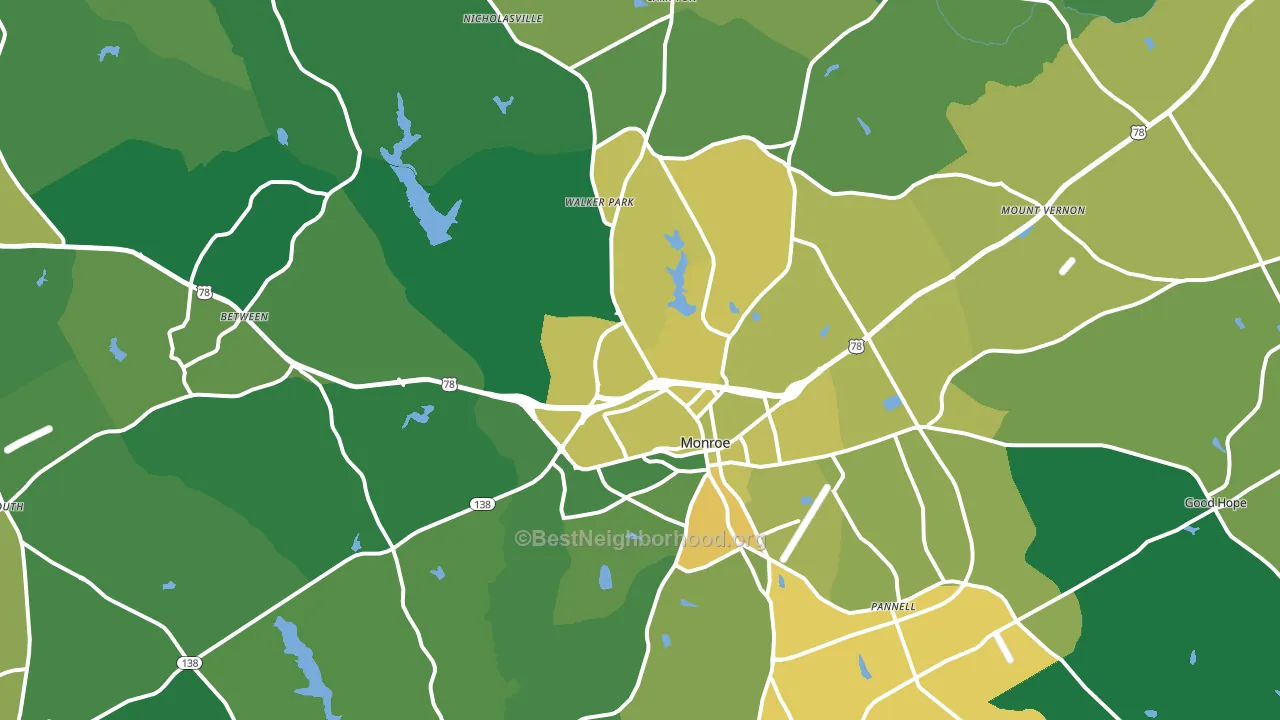 Monroe, GA block-group voter-turnout map