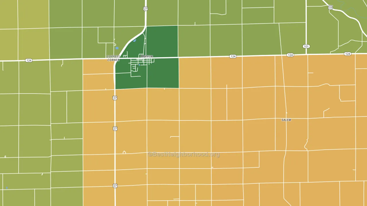 Monroe, IN block-group voter-turnout map