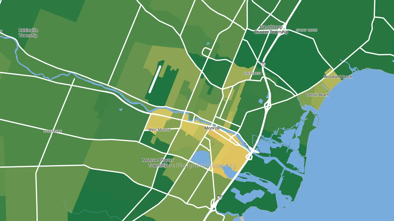Monroe, MI block-group voter-turnout map