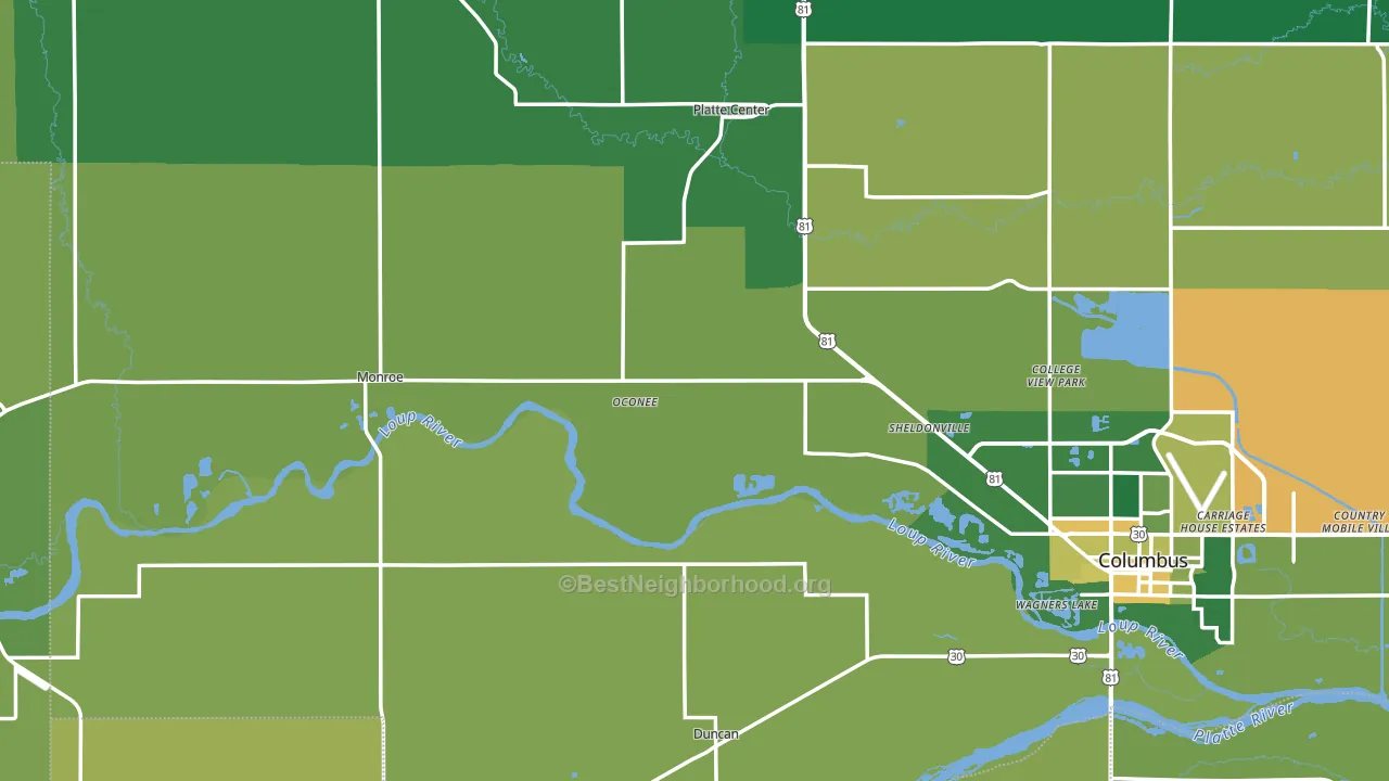 Monroe, NE block-group voter-turnout map
