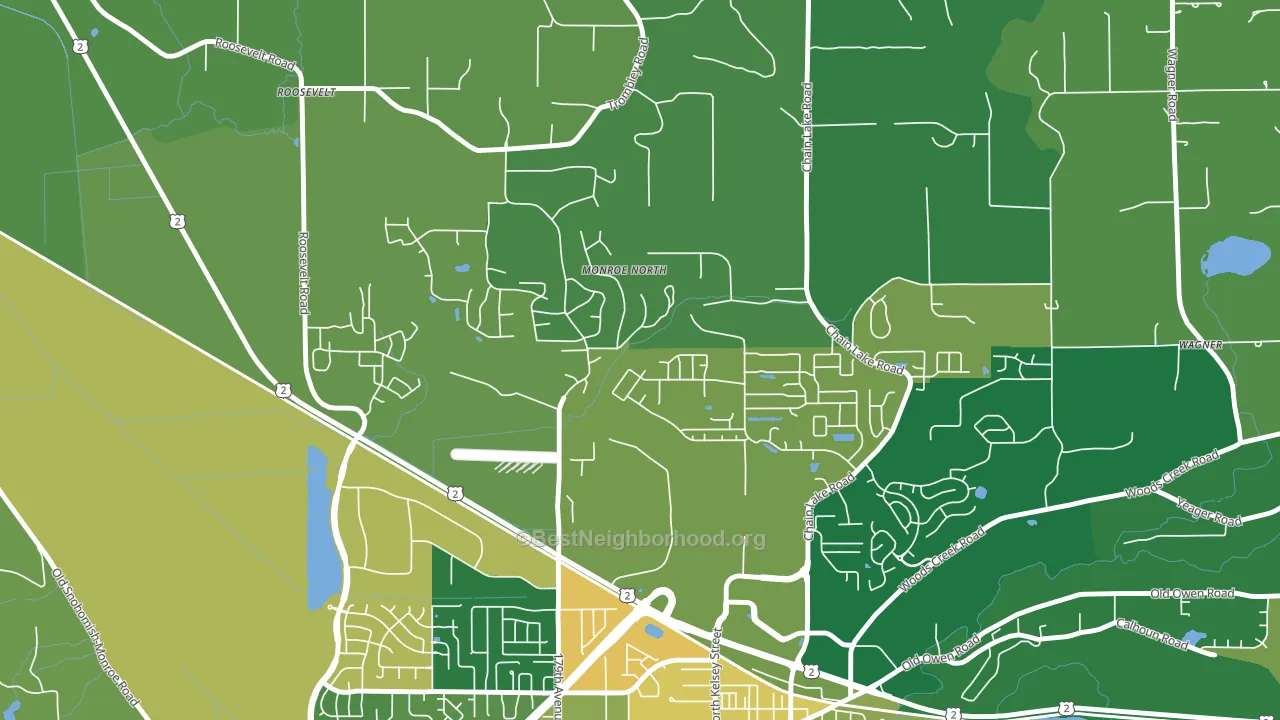 Monroe North, WA block-group voter-turnout map