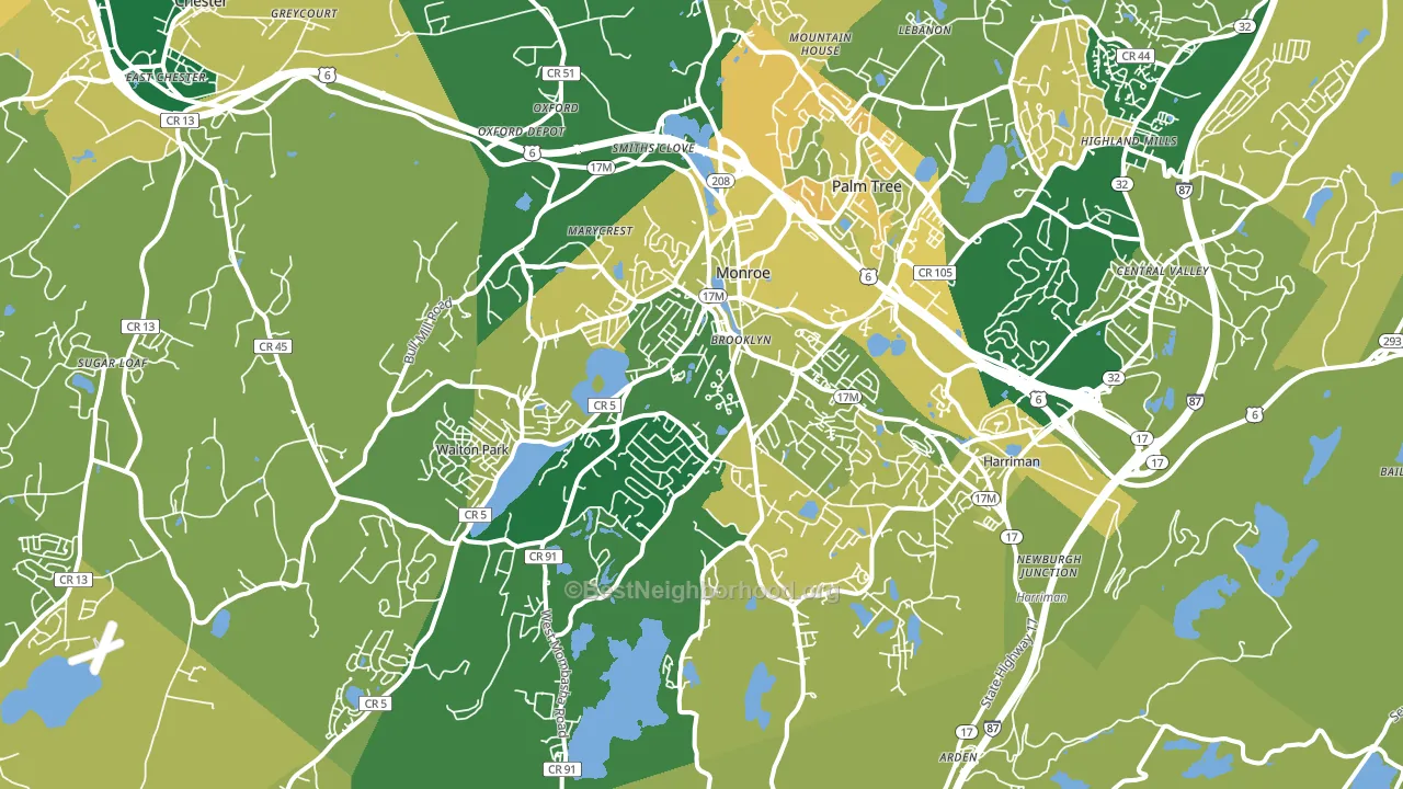 Monroe, NY block-group voter-turnout map