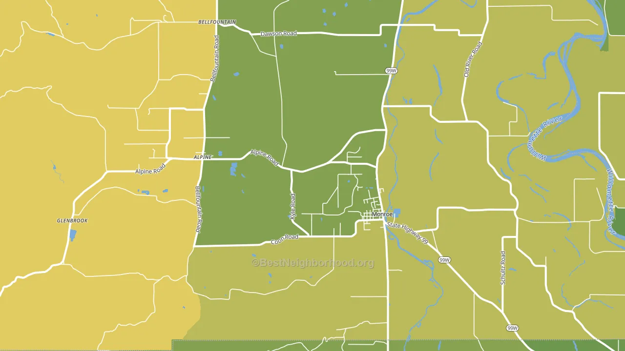 Monroe, OR block-group voter-turnout map