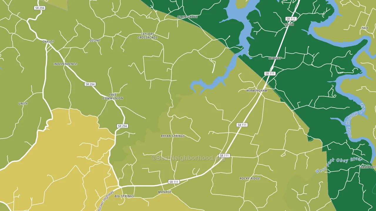 Monroe, TN block-group voter-turnout map