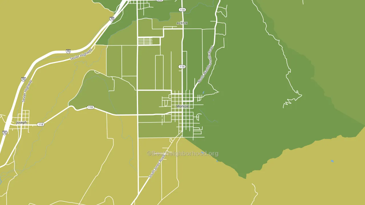 Monroe, UT block-group voter-turnout map