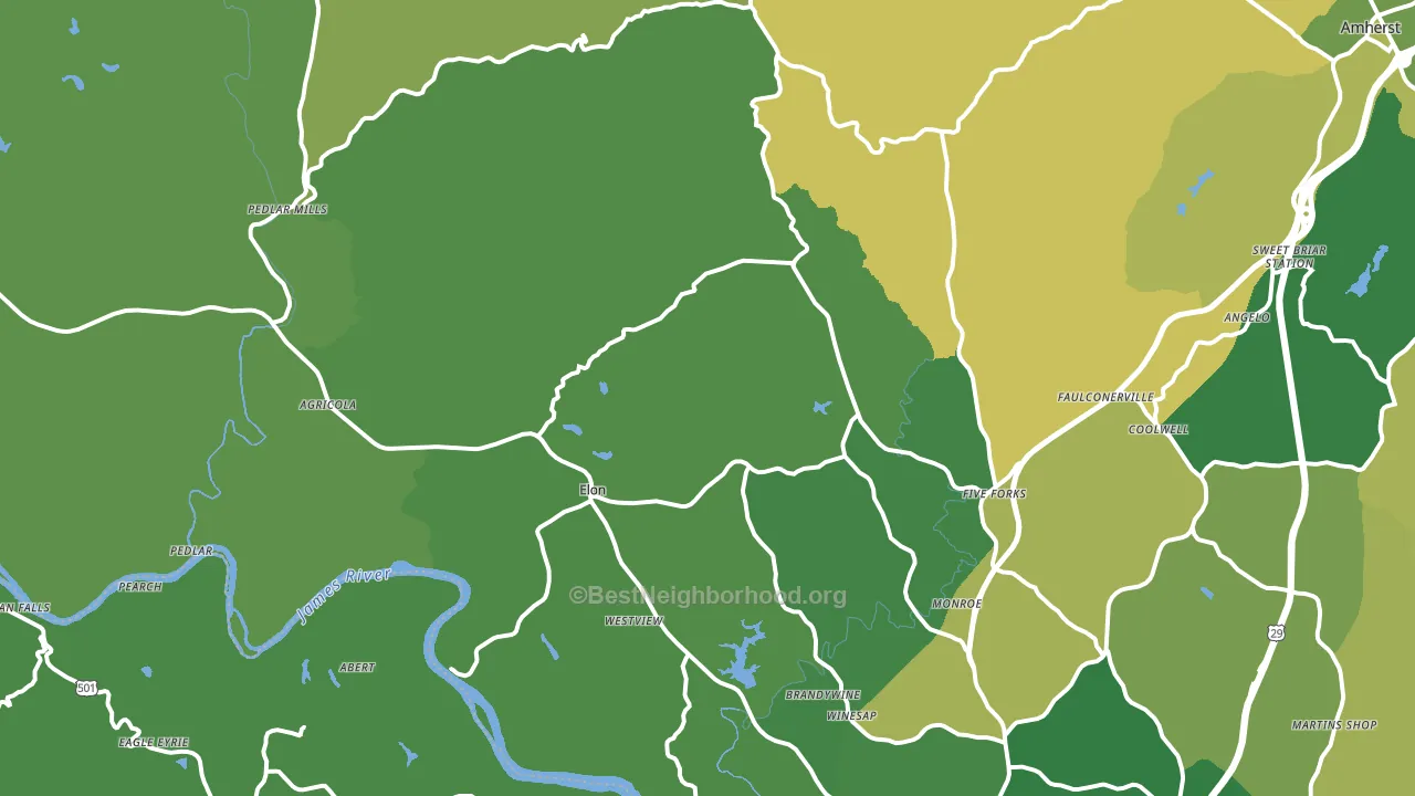 Monroe, VA block-group voter-turnout map