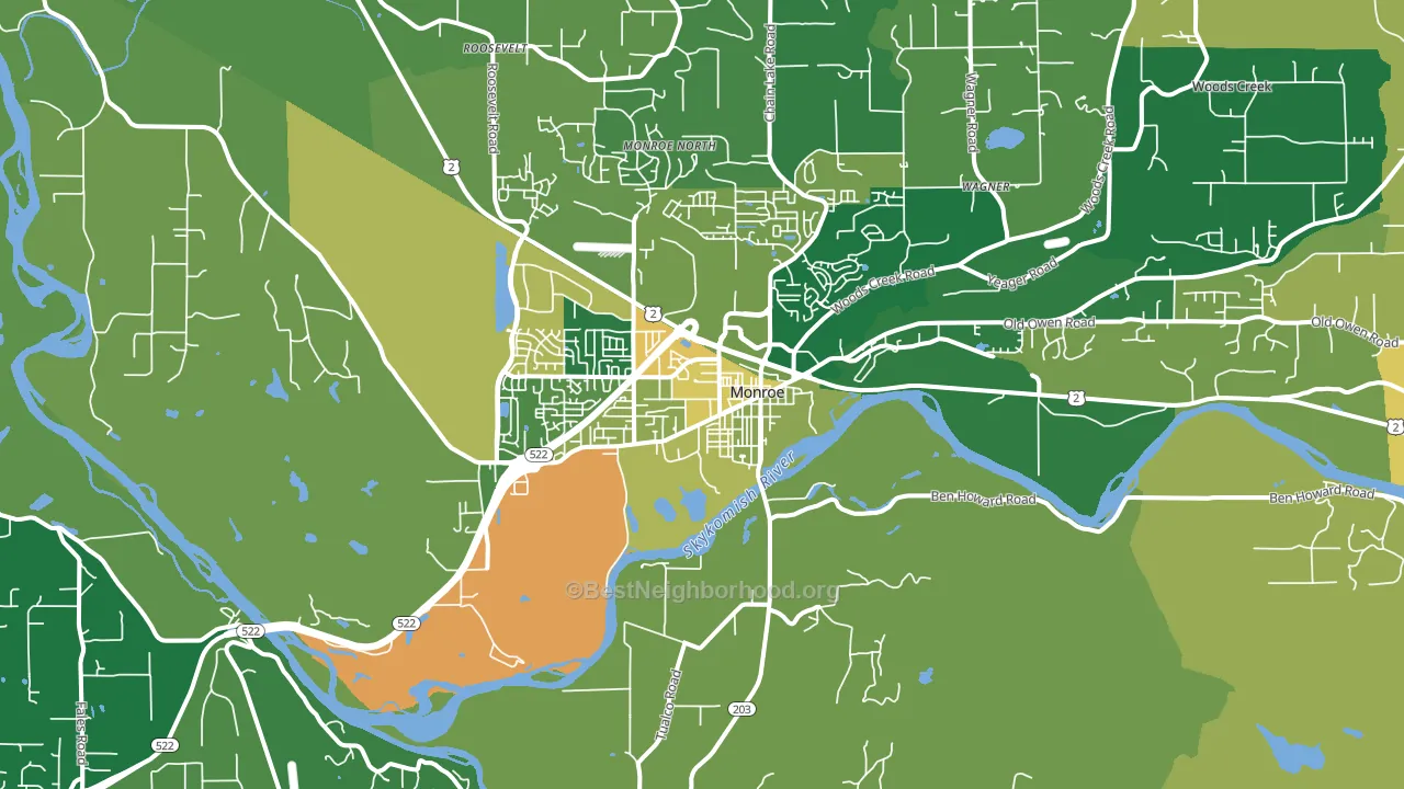 Monroe, WA block-group voter-turnout map