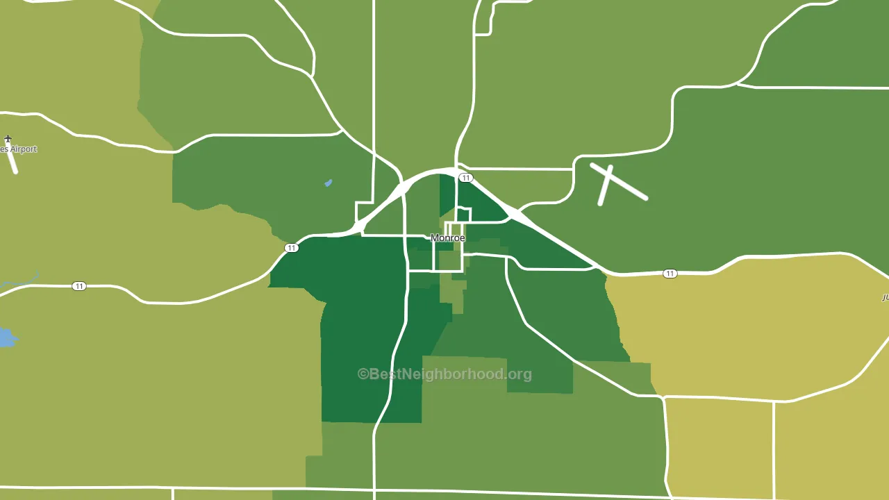 Monroe, WI block-group voter-turnout map