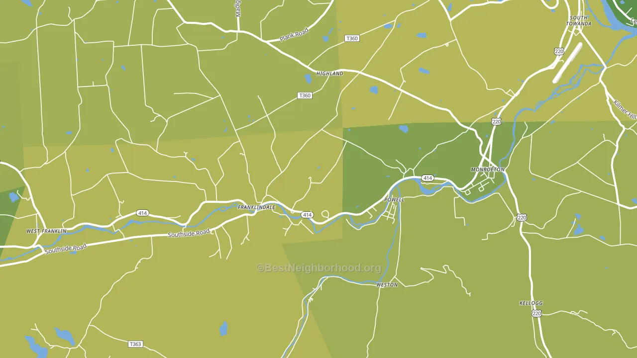 Monroeton, PA block-group voter-turnout map