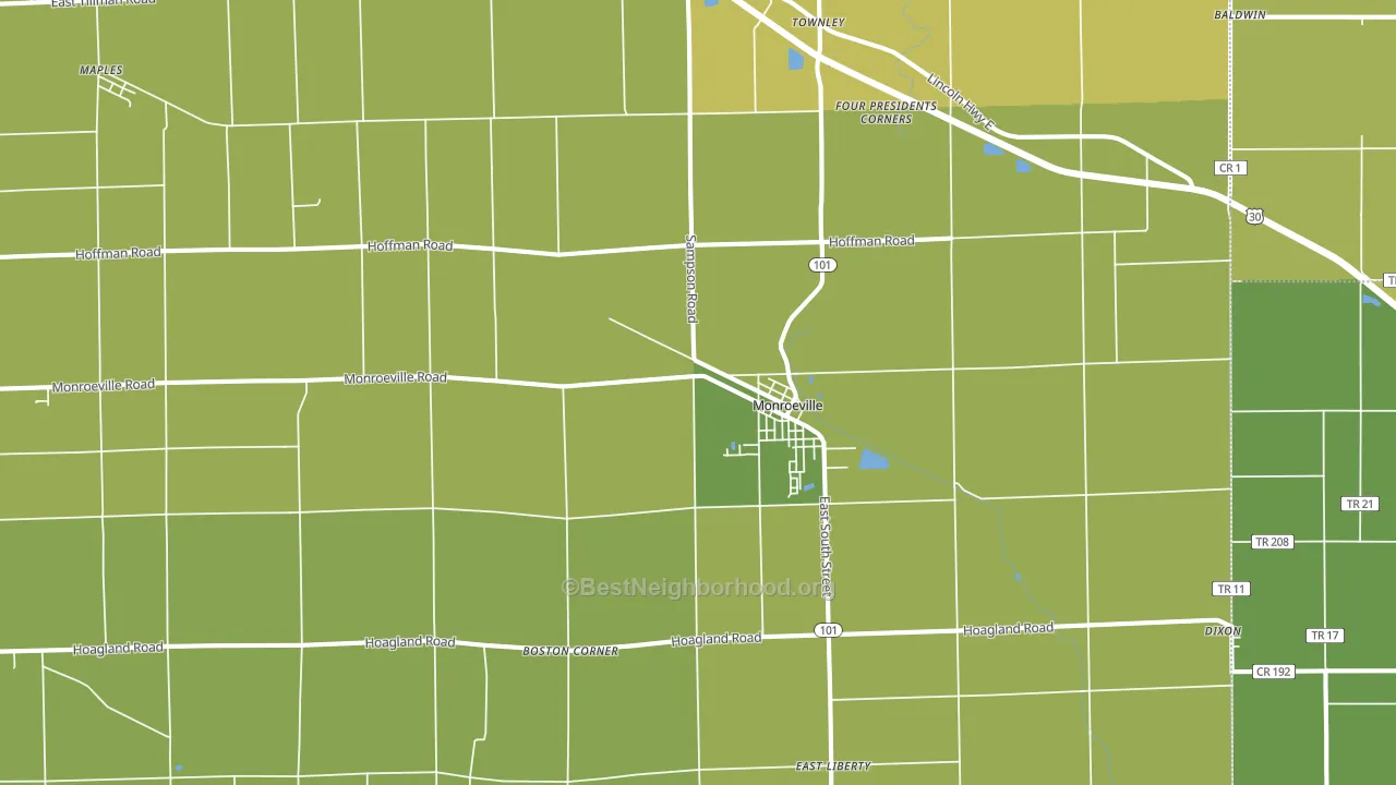 Monroeville, IN block-group voter-turnout map