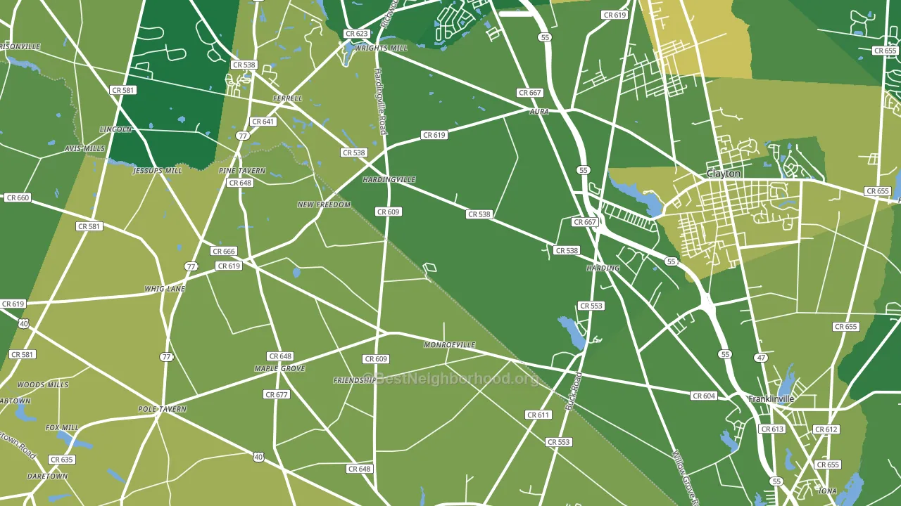 Monroeville, NJ block-group voter-turnout map