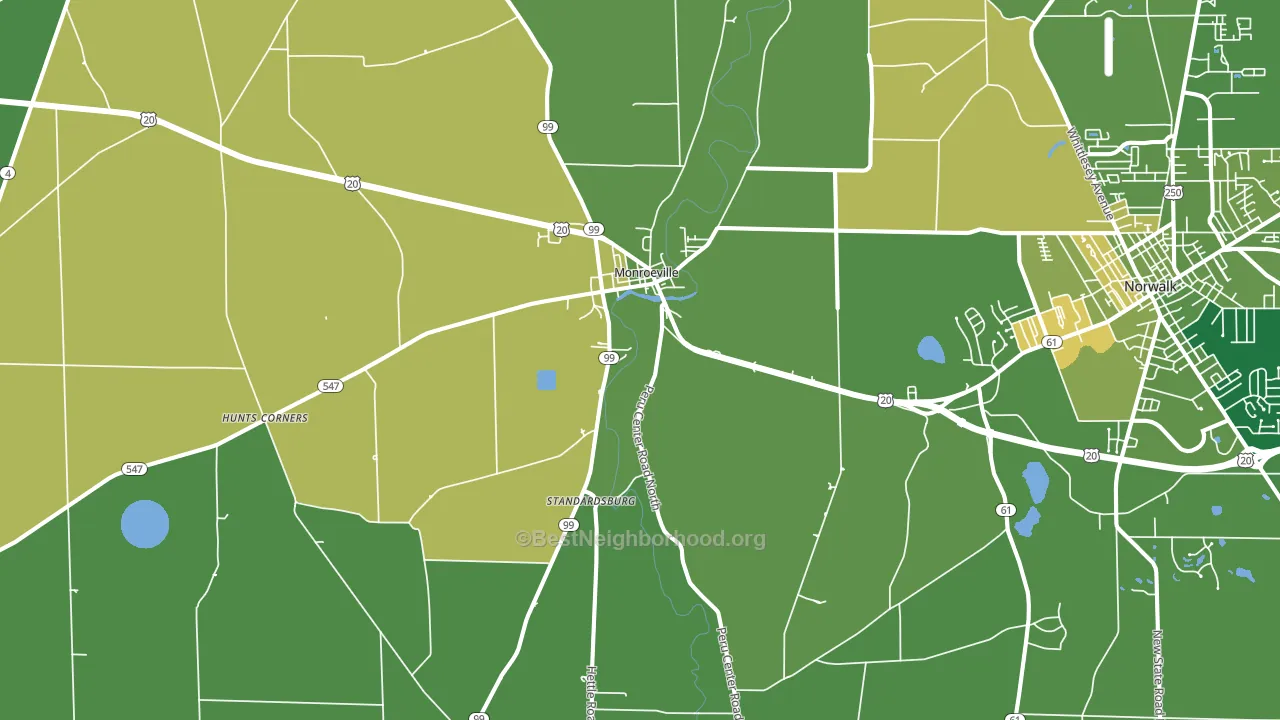 Monroeville, OH block-group voter-turnout map