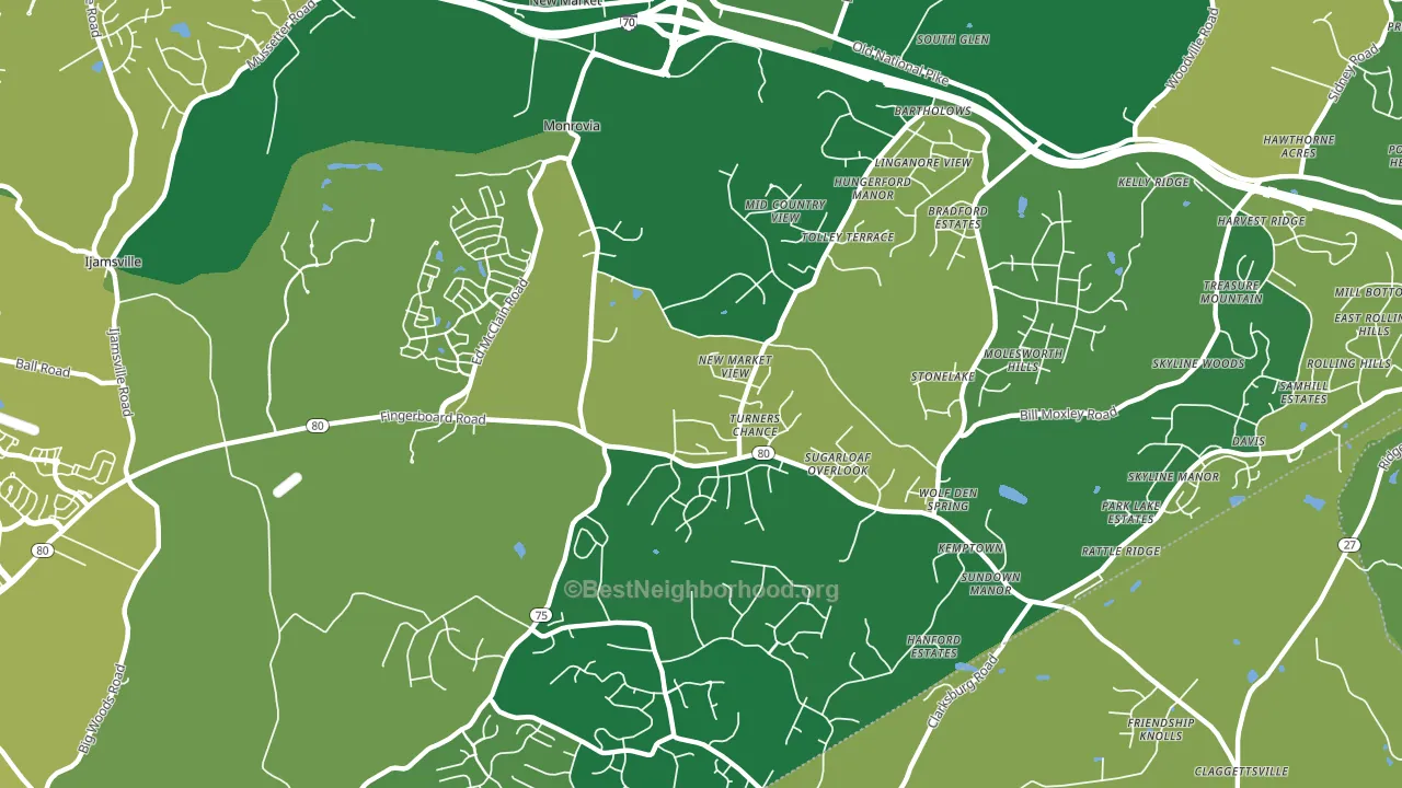 Monrovia, MD block-group voter-turnout map